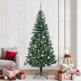 Vidaxl kunstmatig voorverlicht kerstboom groen 240 cm pvc en metaal - afbeelding 1