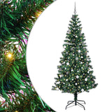 Vidaxl kunstmatig voorverlicht kerstboom groen 240 cm pvc en metaal - afbeelding 2