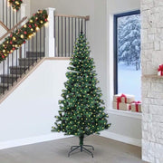 Vidaxl kunstmatig voorverlicht kerstboom groen 240 cm pvc en metaal - afbeelding 1