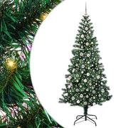 Vidaxl kunstmatig voorverlicht kerstboom groen 240 cm pvc en metaal - afbeelding 2