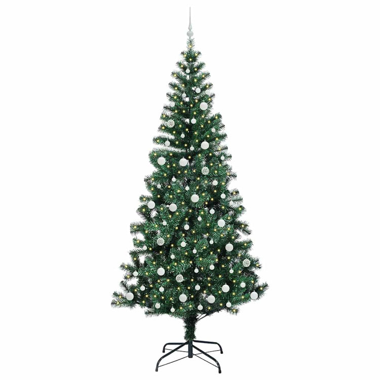 Vidaxl kunstmatig voorverlicht kerstboom groen 240 cm pvc en metaal