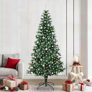 Vidaxl kunstmatig voorverlicht kerstboom groen 240 cm pvc en metaal - afbeelding 1