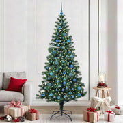 Vidaxl kunstmatig voorverlicht kerstboom groen 240 cm pvc en metaal - afbeelding 1