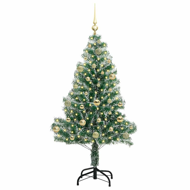 Vidaxl kunstmatige kerstboom sneeuw gevlochten met led licht 150 cm