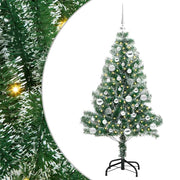 Vidaxl kunstmatige kerstboom sneeuw gevlochten met led licht 150 cm - afbeelding 2