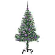 Vidaxl kunstmatige kerstboom sneeuw gevlochten met led licht 150 cm - afbeelding 3