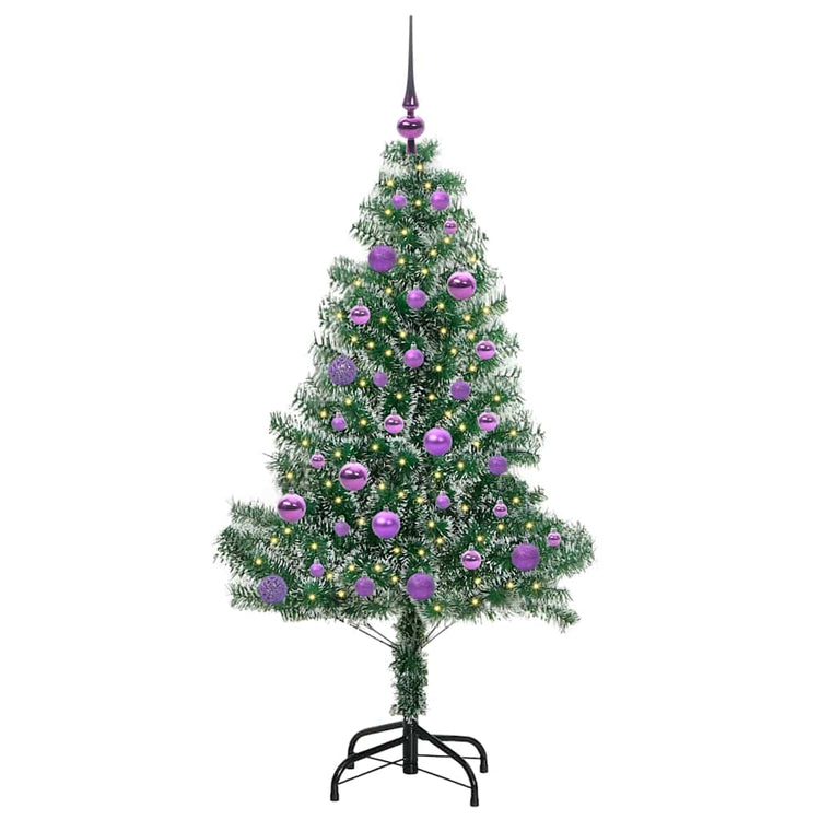 Vidaxl kunstmatige kerstboom sneeuw gevlochten met led licht 150 cm