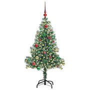 Vidaxl kunstmatige kerstboom sneeuw gevlochten met led licht 150 cm - afbeelding 3