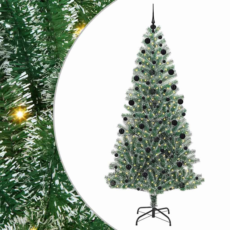 Vidaxl kunstmatige kerstboom sneeuw gevlochten met led licht 210 cm