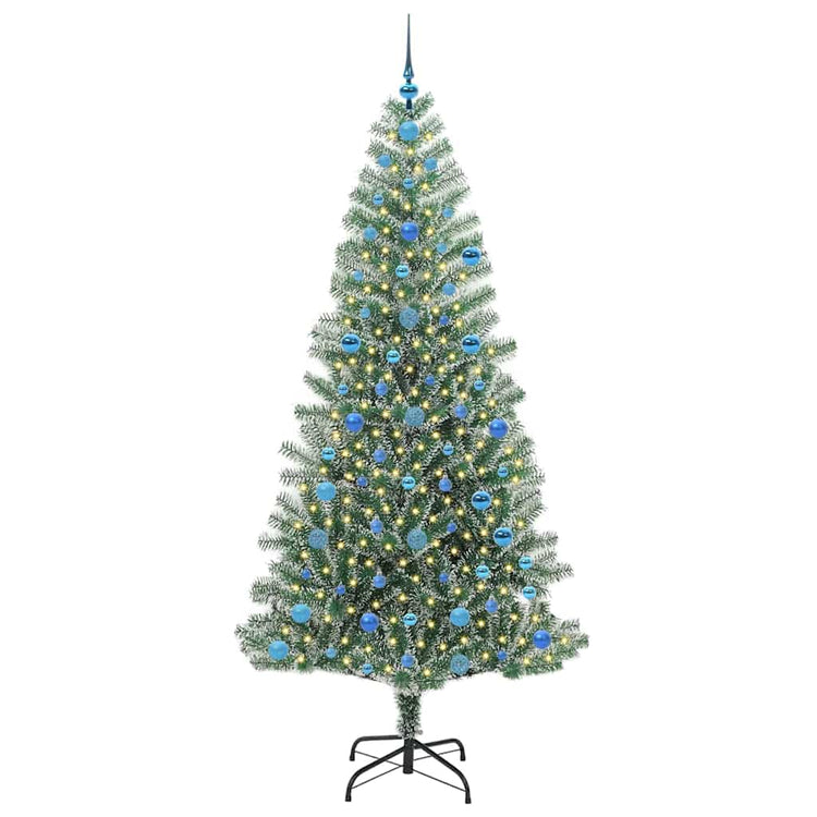 Vidaxl kunstmatige kerstboom sneeuw gevlochten met led licht 210 cm