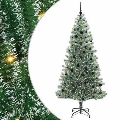 Vidaxl kunstmatige kerstboom sneeuw gevlochten met led licht 240 cm