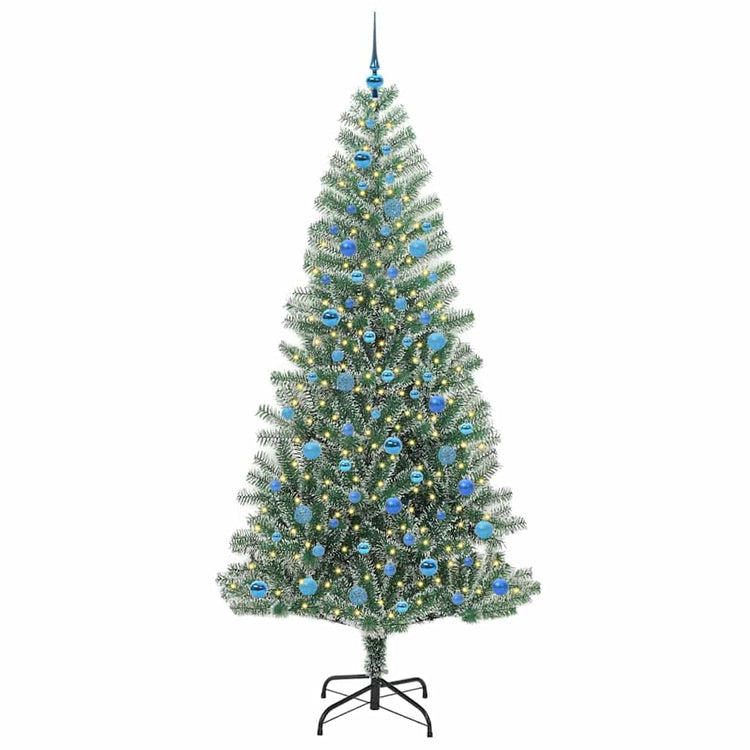 Vidaxl kunstmatige kerstboom sneeuw gevlochten met led licht 240 cm