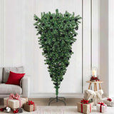 Vidaxl ondersteboven kunstkerstboom met ballenset groen 210 cm pvc - afbeelding 1