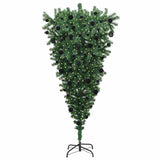 Vidaxl ondersteboven kunstkerstboom met ballenset groen 210 cm pvc - afbeelding 3