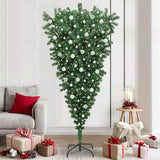 Vidaxl ondersteboven kunstkerstboom met verlichting en ballen set pvc - afbeelding 1
