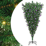 Vidaxl ondersteboven kunst kerstboom met ballenset groen 210 cm pvc - afbeelding 2