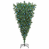 Vidaxl ondersteboven kunst kerstboom met ballenset groen 210 cm pvc - afbeelding 3