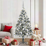 Vidaxl kunstkerstboom wit 180 cm pvc en staal en kunststof - afbeelding 1
