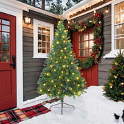 Vidaxl kunstmatig voorverlicht kerstboom met 300 led groen 210 cm pvc - afbeelding 1