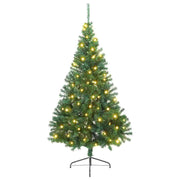 Vidaxl kunstmatig voorverlicht kerstboom met 300 led groen 210 cm pvc - afbeelding 2