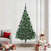 Vidaxl kunstmatig voorverlicht kerstboom met 300 led groen 210 cm pvc - afbeelding 1