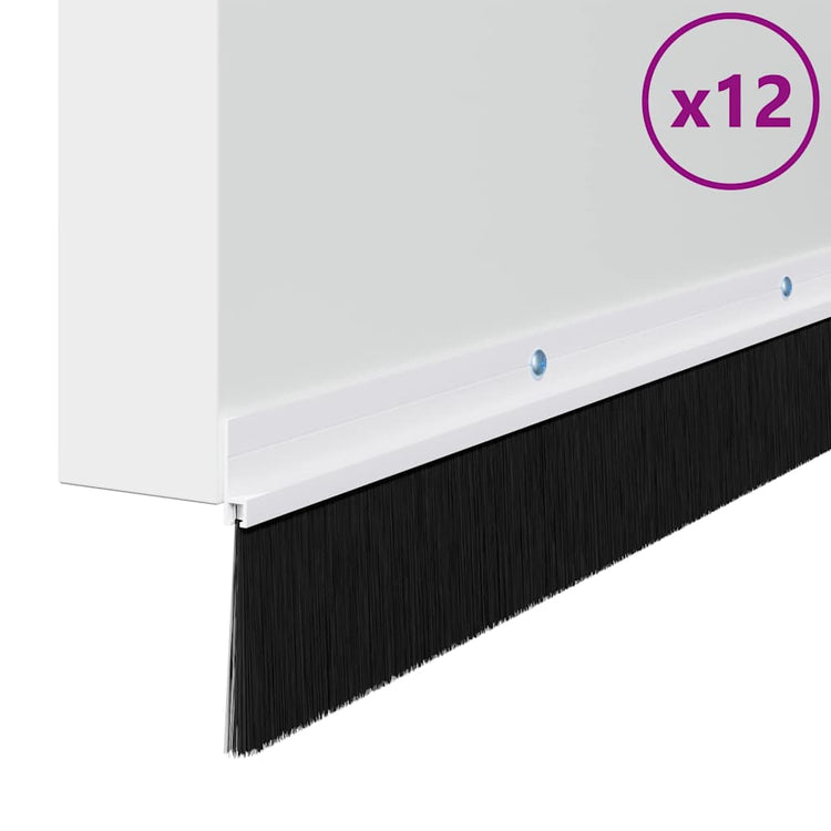 Vidaxl schroefbare deurborstelafsluitingen 12 st wit 100 cm