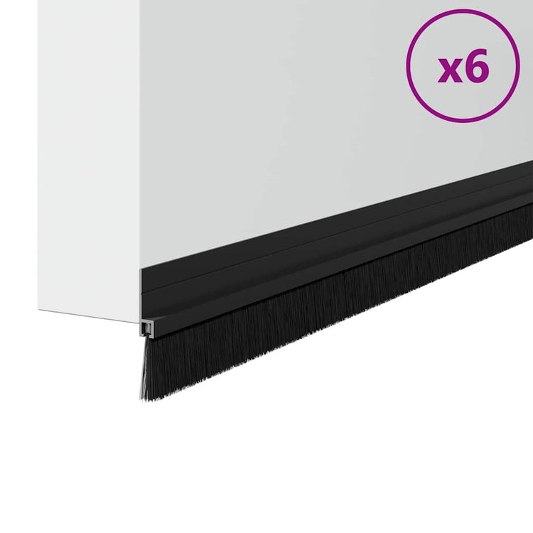 Vidaxl zelfklevende deurborstels 6 st zwart 100 cm aluminium legering