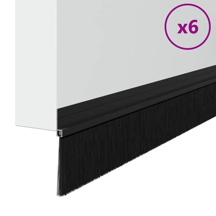 Vidaxl zelfklevende deurborstels 6 st zwart 100 cm aluminium legering
