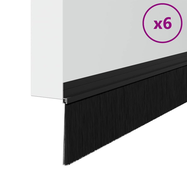 Vidaxl zelfklevende deurborstels 6 st zwart 100 cm aluminium legering