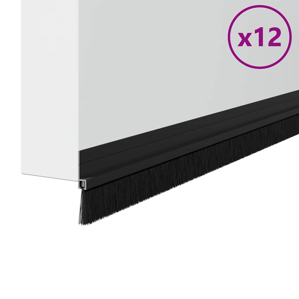 Vidaxl zelfklevende deurborstels 12 pcs zwart 100 cm