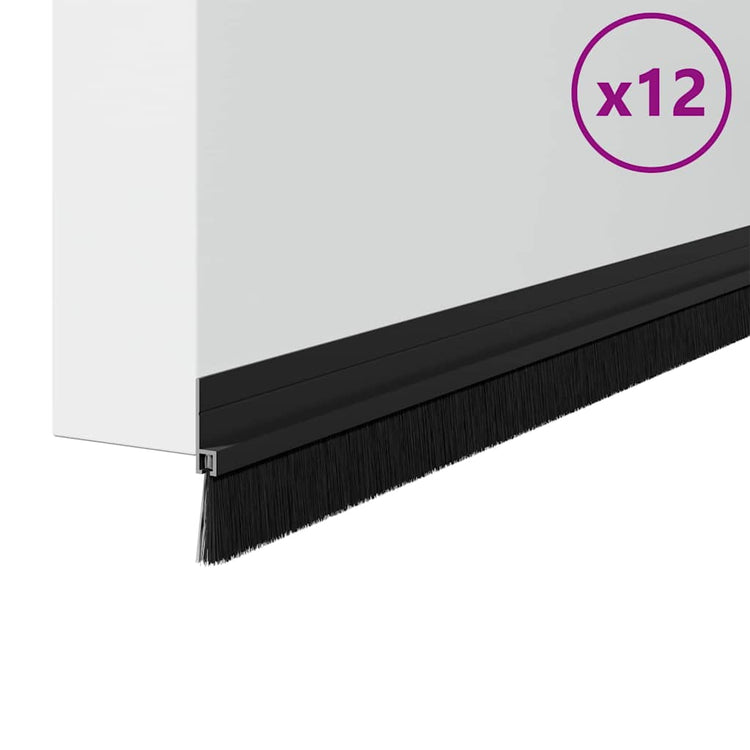 Vidaxl zelfklevende deurborstels 12 st zwart 100 cm aluminium legering