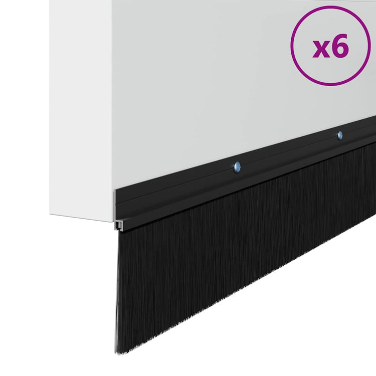 Vidaxl schroefbare deurborstelafsluitingen 6 st zwart 100 cm
