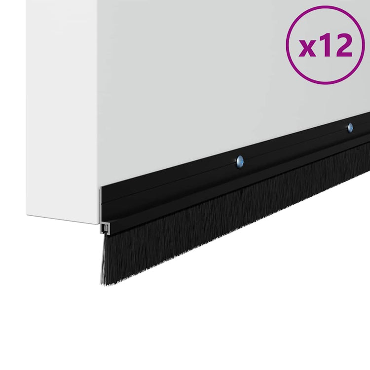 Vidaxl schroefbare deurborstelafsluitingen 12 st zwart 100 cm