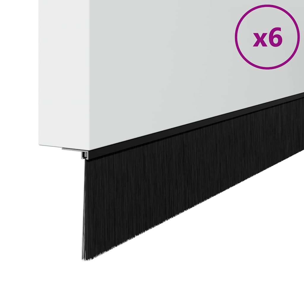 Vidaxl schroefbare deurborstelafsluitingen 6 pcs zwart 100 cm