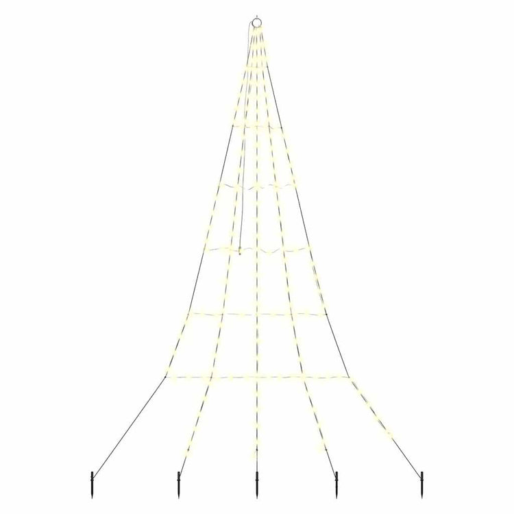 Vidaxl led kerstboom met grondspiesjes warmwit 306 cm metaal