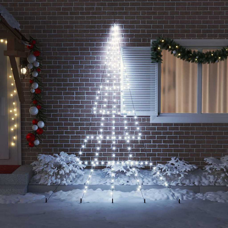 Vidaxl led kerstboom met grondspiesjes koudwit 306 cm metaal