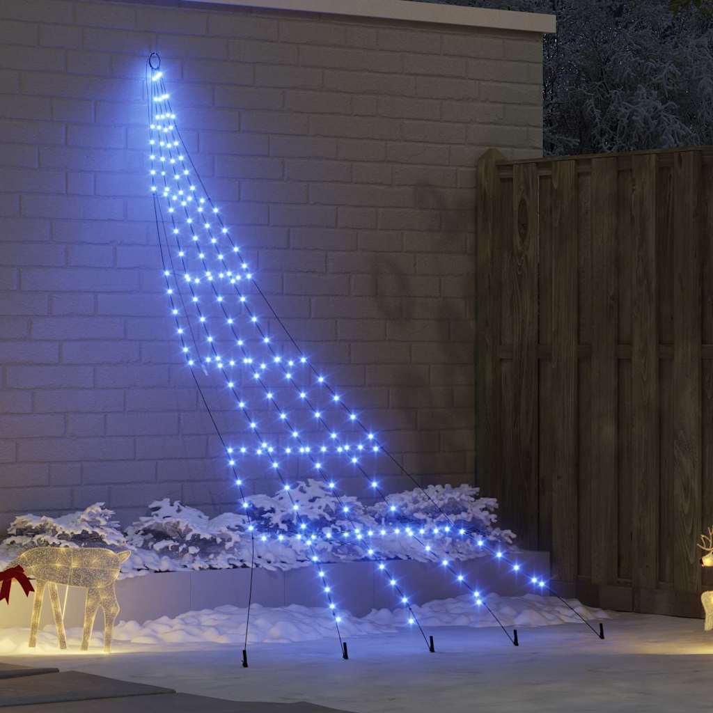 Vidaxl led kerstboom met grondspiesjes blauw 306 cm metaal