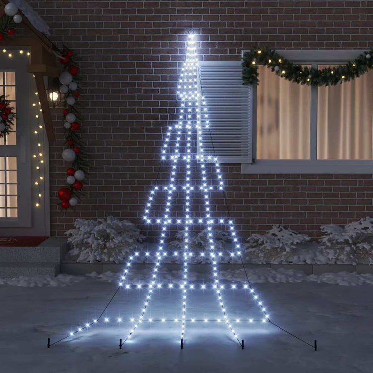 Vidaxl led kerstboom met grondspiesjes koudwit 511 cm metaal