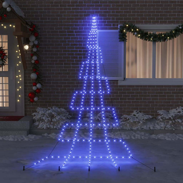 Vidaxl led kerstboom met grondspiesjes met 276 led blauw 511 cm metaal