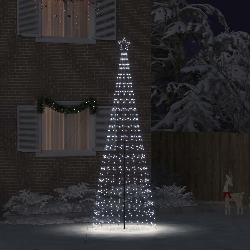 Vidaxl led kerstboom met grondspiesjes koudwit 400 cm ijzer