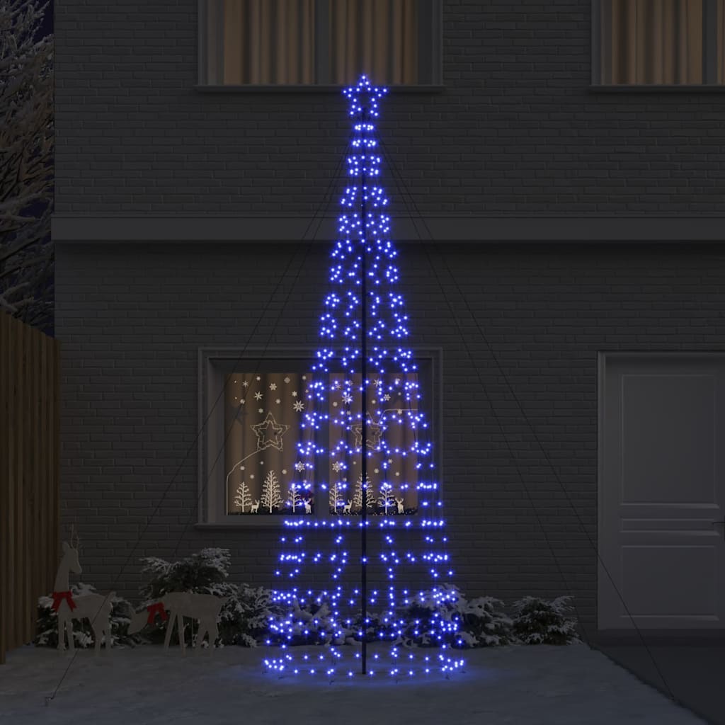 Vidaxl led kerstboom met grondspiesjes met 800 led blauw 400 cm ijzer
