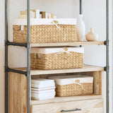 Vidaxl opslagmanden 3 st waterhyacint 40 x 30 x 18 cm naturel - afbeelding 1