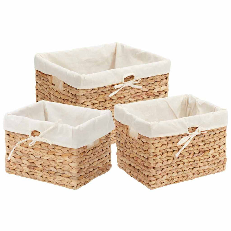 Vidaxl opslagmanden 3 st waterhyacint 35 x 30 x 25 cm naturel