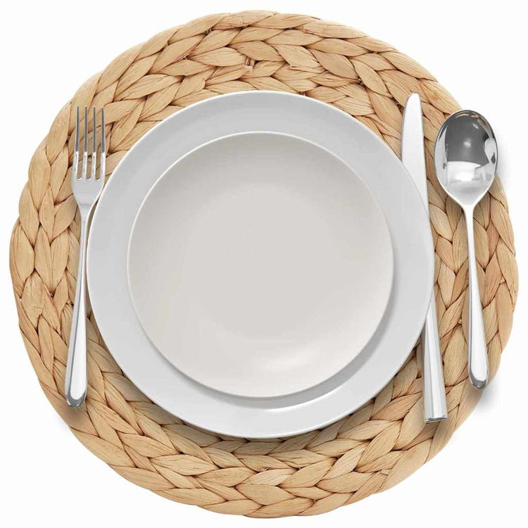 Vidaxl ronde geweven placemat 10 pcs naturel ø 30 cm waterhyacint