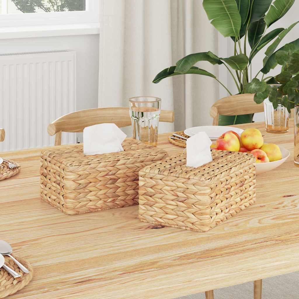 Vidaxl tissueboxhoezen 2 st waterhyacint 27.5 x 16.5 x 14 cm naturel