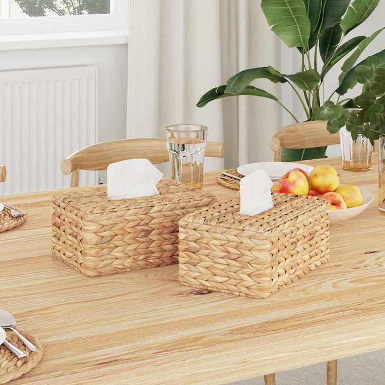Vidaxl tissueboxhoezen 2 st waterhyacint 27.5 x 16.5 x 14 cm naturel
