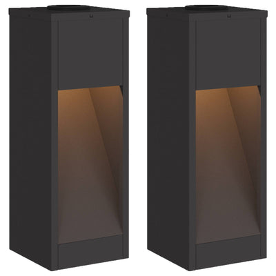 Vidaxl zonne led padverlichting 2 pcs zwart koudgewalst staal