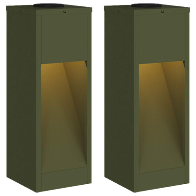 Vidaxl zonne led padverlichting 2 pcs olijf groen koudgewalst staal