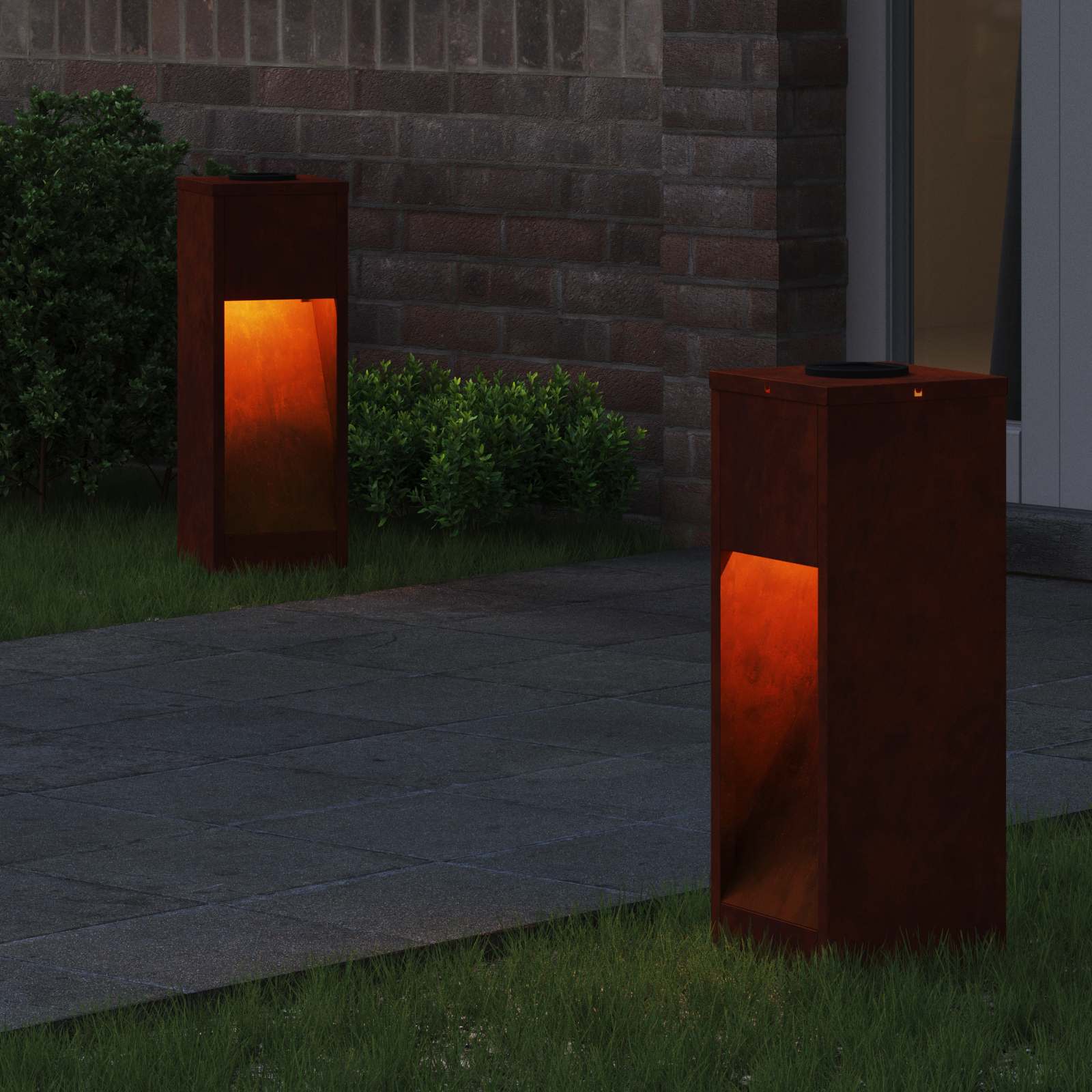 Vidaxl zonne led padverlichting 2 pcs brons cortenstaal