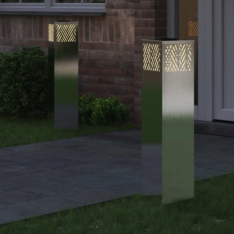 Vidaxl solar led pad licht 2 pcs zilver roestvrij staal